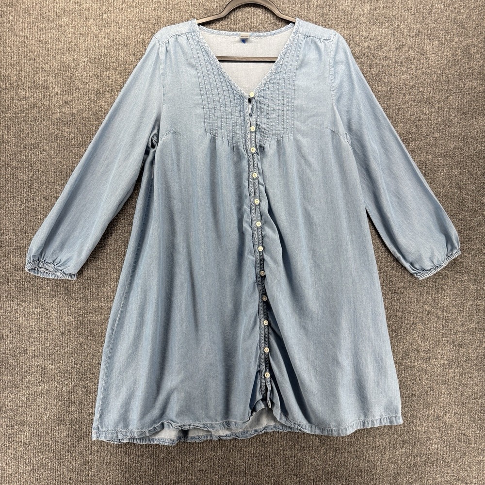 Old Navy Denim Dress Womens M Blue Front Button Up Boho Cottagecore Western